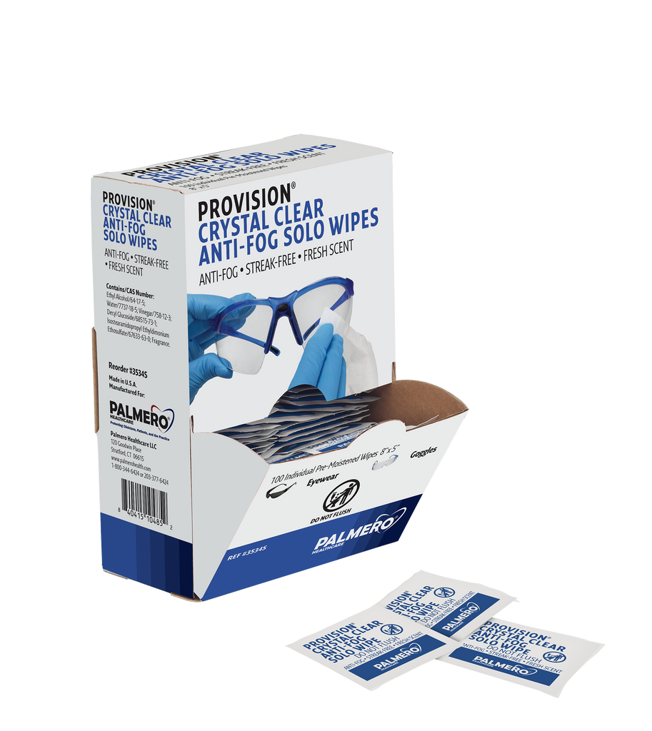 3534S : ProVision® Crystal Clear Anti-Fog Solo Wipes